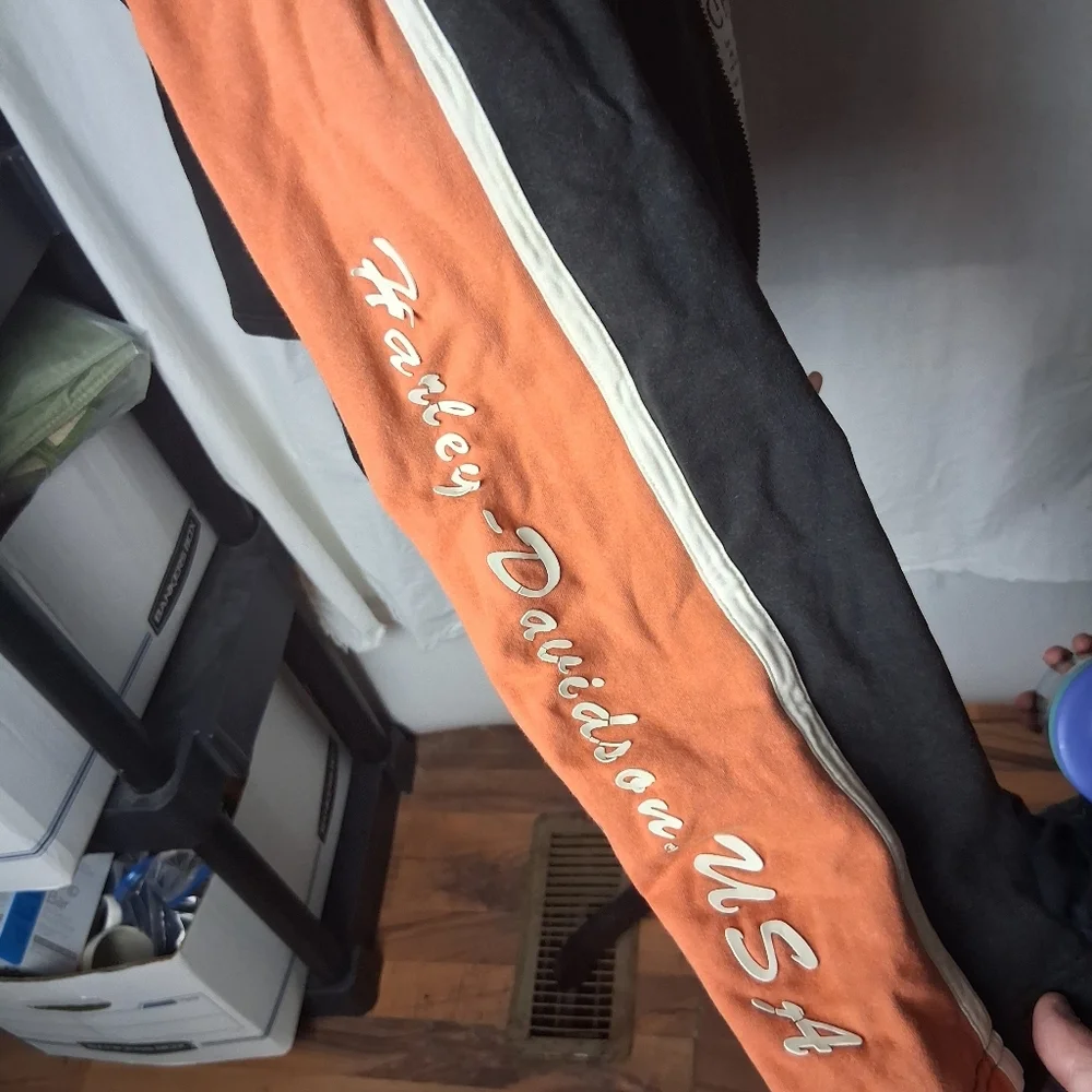 Harley Davidson Black and Orange Zip-Up Jacket XL - Picture 9 of 10